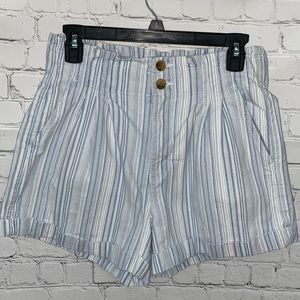 American Eagle Striped Paperbag High Waist Shorts Blue Size 10